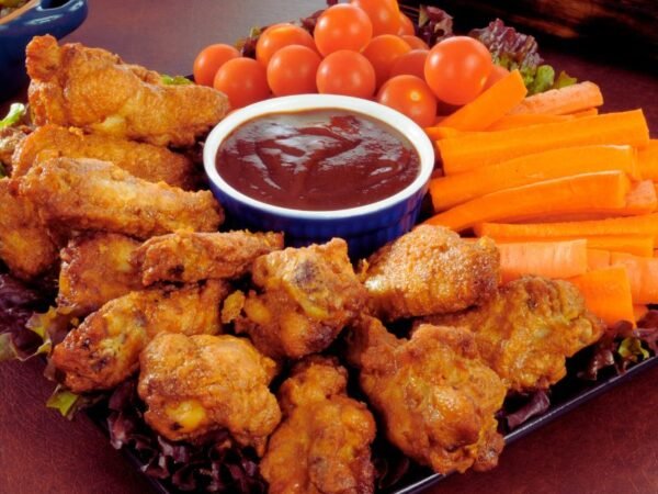 50 Chicken Wings & half tray Fries/Rice & soda with 2 liter soda